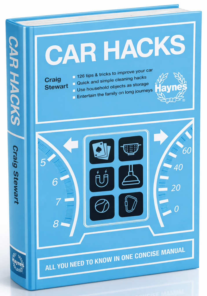 A 3d mock-up image of the Haynes Car Hacks book by Craig Stewart created by AI.