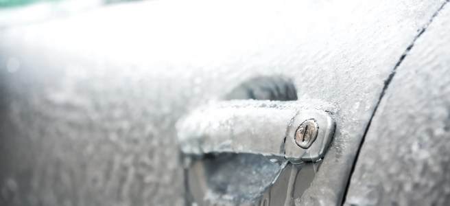 A frozen car door